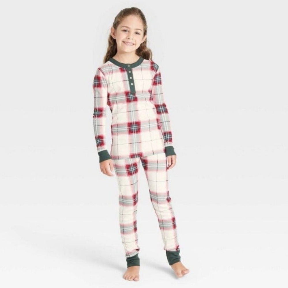 Kids' Holiday Plaid 2pc Pajama Set Green Red - Hearth & Hand With Magnolia